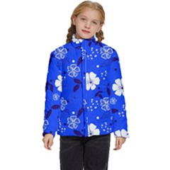 Blooming-seamless-pattern-blue-colors Kids  Puffer Bubble Jacket Coat by Pakemis