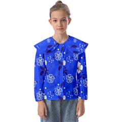 Blooming-seamless-pattern-blue-colors Kids  Peter Pan Collar Blouse by Pakemis