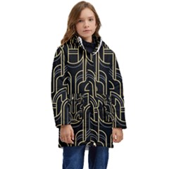 Art-deco-geometric-abstract-pattern-vector Kid s Hooded Longline Puffer Jacket by Pakemis