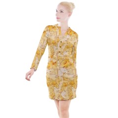 Cheese-slices-seamless-pattern-cartoon-style Button Long Sleeve Dress by Pakemis