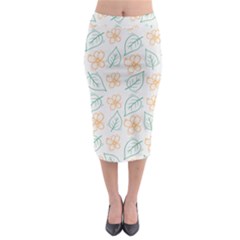 Hand-drawn-cute-flowers-with-leaves-pattern Midi Pencil Skirt by Pakemis