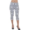 Halftone-tech-hexagons-seamless-pattern Lightweight Velour Capri Leggings  View1