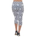 Halftone-tech-hexagons-seamless-pattern Lightweight Velour Capri Leggings  View2