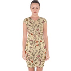 Seamless-pattern-with-different-flowers Capsleeve Drawstring Dress  by Pakemis