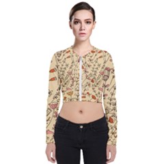 Seamless-pattern-with-different-flowers Long Sleeve Zip Up Bomber Jacket by Pakemis