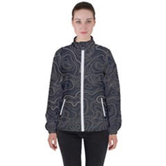 Damask-seamless-pattern Women s High Neck Windbreaker by Pakemis