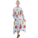 Fruit Summer Vitamin Watercolor Quarter Sleeve Wrap Front Maxi Dress View2