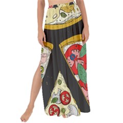 Vector-seamless-pattern-with-italian-pizza-top-view Maxi Chiffon Tie-up Sarong by Pakemis