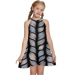 Seamless Pattern With Interweaving Braids Kids  Halter Collar Waist Tie Chiffon Dress by Pakemis