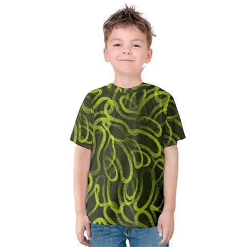 Green-abstract-stippled-repetitive-fashion-seamless-pattern Kids  Cotton Tee by Pakemis