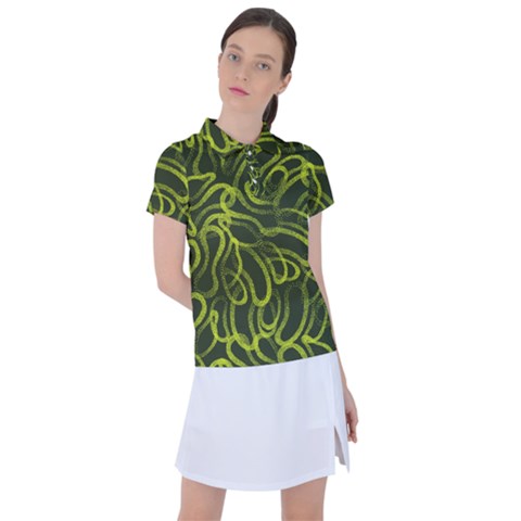 Green-abstract-stippled-repetitive-fashion-seamless-pattern Women s Polo Tee by Pakemis