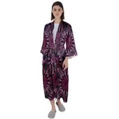 Seamless-pattern-with-flowers-oriental-style-mandala Maxi Satin Kimono by Pakemis