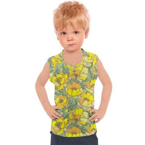 Seamless-pattern-with-graphic-spring-flowers Kids  Sport Tank Top by Pakemis