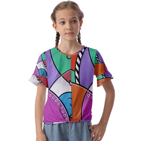 Modern Art Kids  Cuff Sleeve Scrunch Bottom Tee by gasi