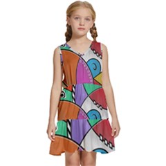 Modern Art Kids  Sleeveless Tiered Mini Dress by gasi