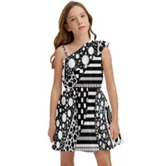 Black And White Kids  One Shoulder Party Dress by gasi