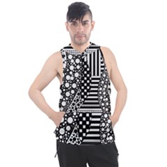 Black And White Men s Sleeveless Hoodie by gasi