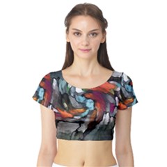 Abstract Art Short Sleeve Crop Top by gasi