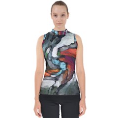 Abstract Art Mock Neck Shell Top by gasi