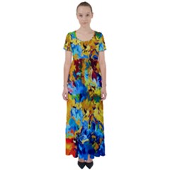 Abstract Art High Waist Short Sleeve Maxi Dress by gasi