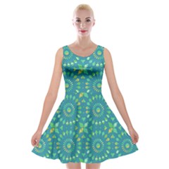 Kaleidoscope Jericho Jade Velvet Skater Dress by Mazipoodles