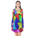 Colorful abstract art Long Sleeve V-neck Flare Dress View1