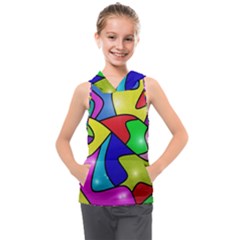 Colorful Abstract Art Kids  Sleeveless Hoodie by gasi