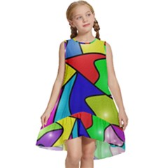 Colorful Abstract Art Kids  Frill Swing Dress by gasi