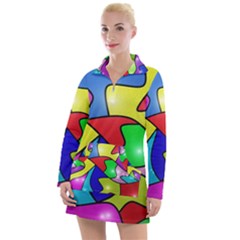 Colorful Abstract Art Women s Long Sleeve Casual Dress by gasi