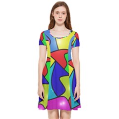 Colorful Abstract Art Inside Out Cap Sleeve Dress by gasi