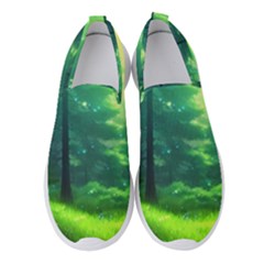 Anime Forrest Nature Fantasy Sunset Trees Woods Women s Slip On Sneakers by Uceng