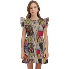 Background Embroidery Pattern Stitches Abstract Kids  Winged Sleeve Dress by Uceng