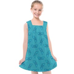 Butterfly Art Pattern Design Background Frame Kids  Cross Back Dress by Uceng