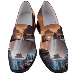 Water Waterfall Nature River Lake Planet Fantasy Women s Chunky Heel Loafers by Uceng