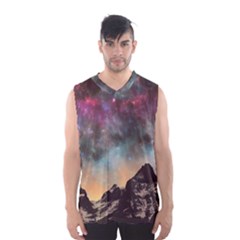 Mountain Space Galaxy Stars Universe Astronomy Men s Basketball Tank Top by Uceng