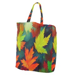 Leaves Foliage Autumn Nature Forest Fall Giant Grocery Tote by Uceng