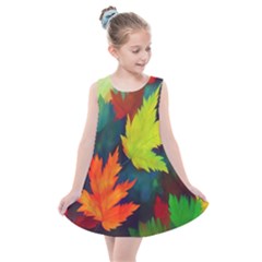 Leaves Foliage Autumn Nature Forest Fall Kids  Summer Dress by Uceng