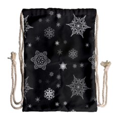 Christmas Snowflake Seamless Pattern With Tiled Falling Snow Drawstring Bag (large) by Uceng