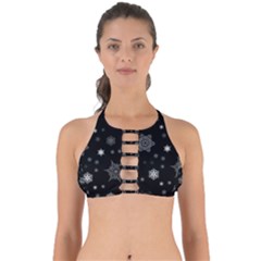 Christmas Snowflake Seamless Pattern With Tiled Falling Snow Perfectly Cut Out Bikini Top by Uceng