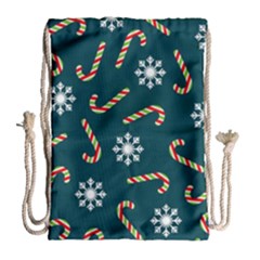 Christmas Seamless Pattern With Candies Snowflakes Drawstring Bag (large) by Uceng