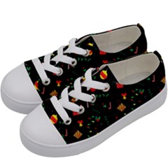 Christmas Pattern Texture Colorful Wallpaper Kids  Low Top Canvas Sneakers by Uceng