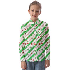 Christmas Paper Stars Pattern Texture Background Colorful Colors Seamless Kids  Long Sleeve Shirt by Uceng