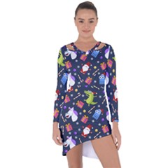 Colorful Funny Christmas Pattern Asymmetric Cut-out Shift Dress by Uceng