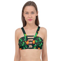 Christmas Funny Pattern Dinosaurs Cage Up Bikini Top by Uceng