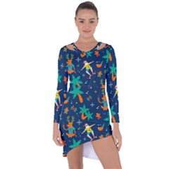 Colorful Funny Christmas Pattern Asymmetric Cut-out Shift Dress by Uceng