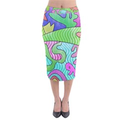 Colorful Stylish Design Velvet Midi Pencil Skirt by gasi