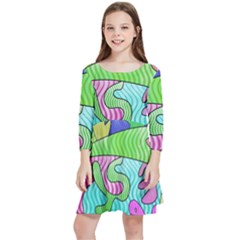 Colorful Stylish Design Kids  Quarter Sleeve Skater Dress by gasi