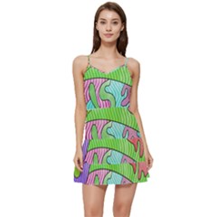 Colorful Stylish Design Short Frill Dress by gasi