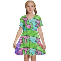 Colorful Stylish Design Kids  Short Sleeve Tiered Mini Dress by gasi