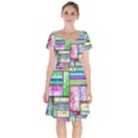 Colorful pattern Short Sleeve Bardot Dress View1